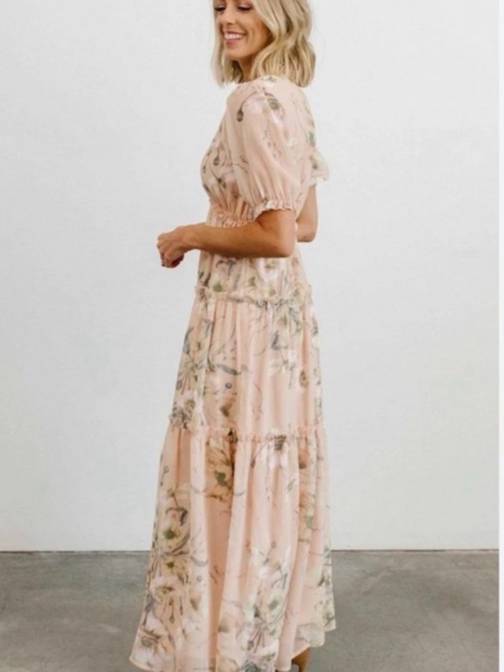Baltic Born Santorini Floral Maxi Dress Wedding Guest Ethereal Pink Medium - Picture 2 of 10